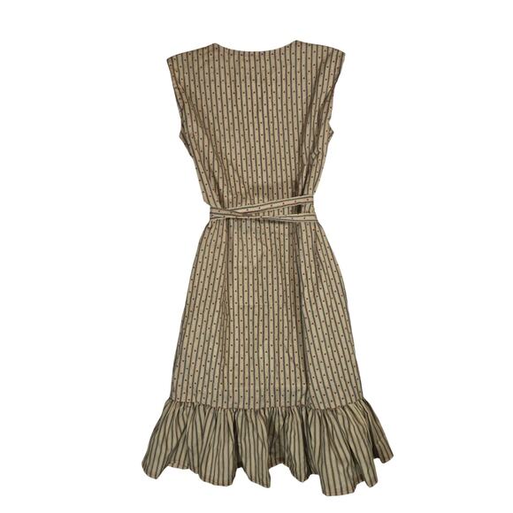 Vtg Fit Flare Handmade Dress Americana Heart Stripe Preppy Cotton Medium - Picture 6 of 6